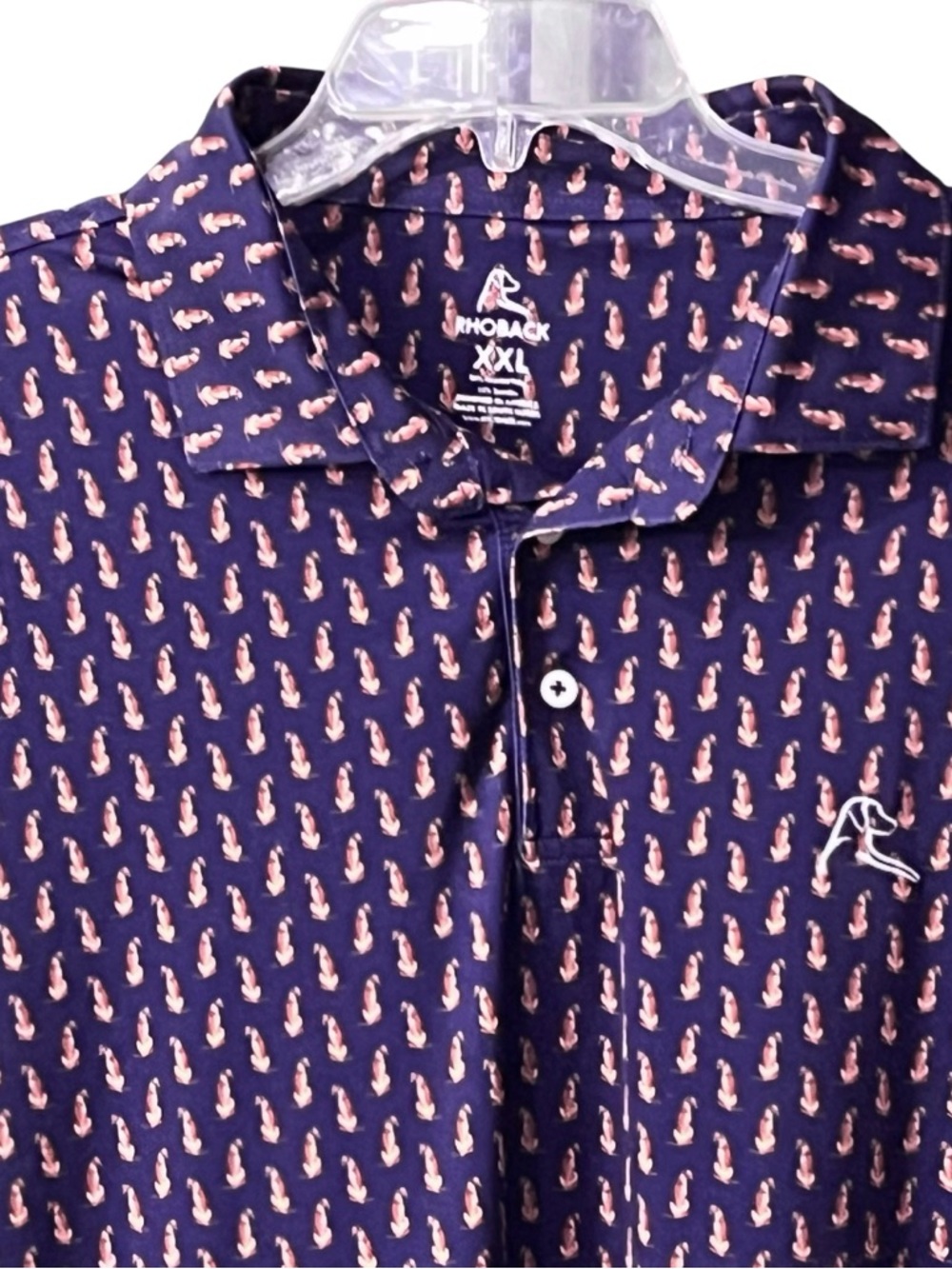 Rhoback The Ridgeback Performance Polo Men’s Sz 2XL UPF 50* Blue/Purple - Picture 3 of 11